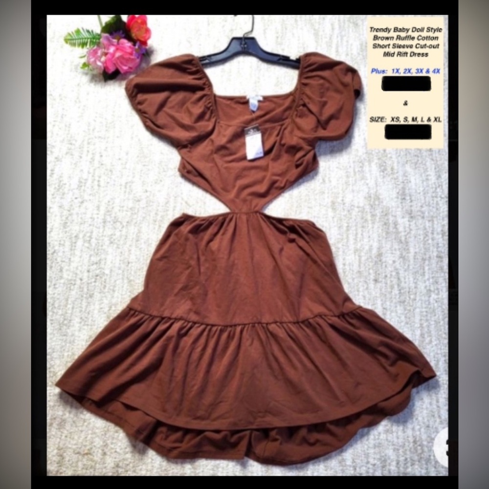 🐣  PLUS Size ~ Trendy Baby Doll Style Peasant Dress ~ NWT